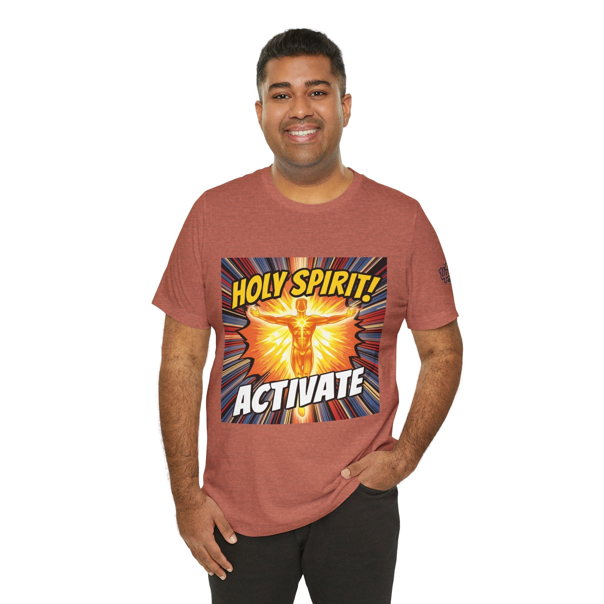 Holy Spirit Activate T-shirt – Superhero Christian T-shirt with Vibrant Power-Up Design for Faith-Fueled Boldness Printify