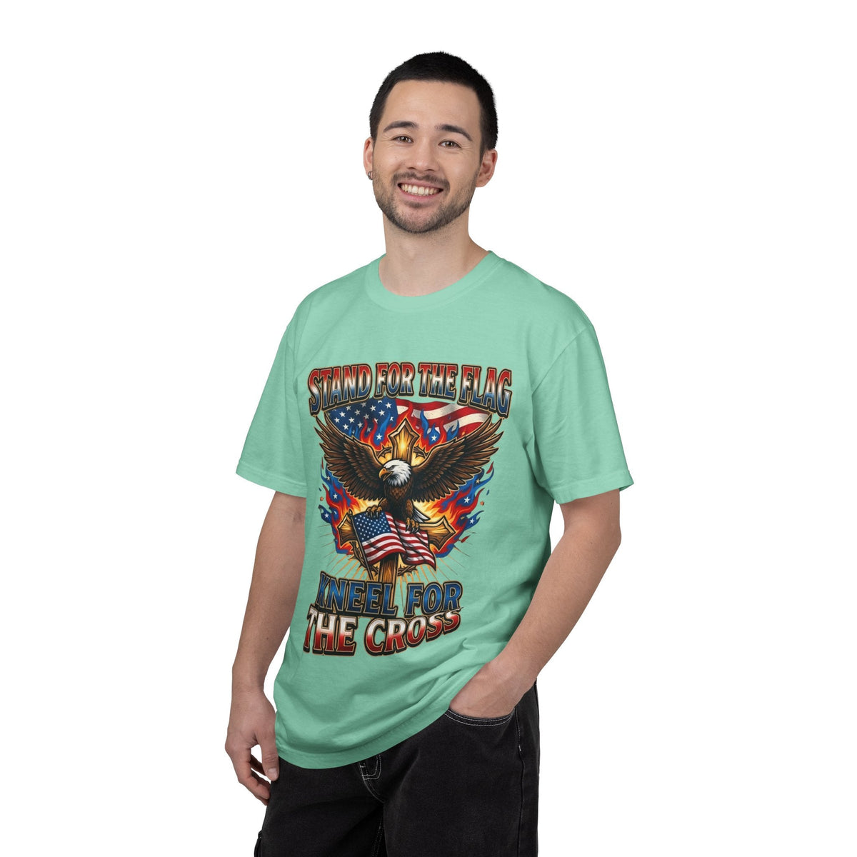 Stand for the Flag Kneel for the Cross T-shirt | Patriotic Eagle T-shirt Printify