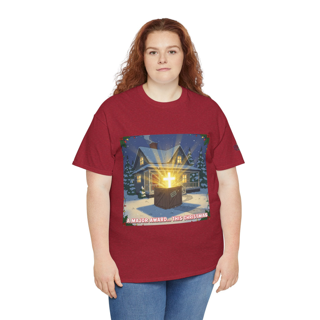 A Major Award This Christmas T-shirt – Fragile Leg Lamp Parody Cross Unboxing Christian T-shirt for Hilarious Faith & Holiday Glow Printify
