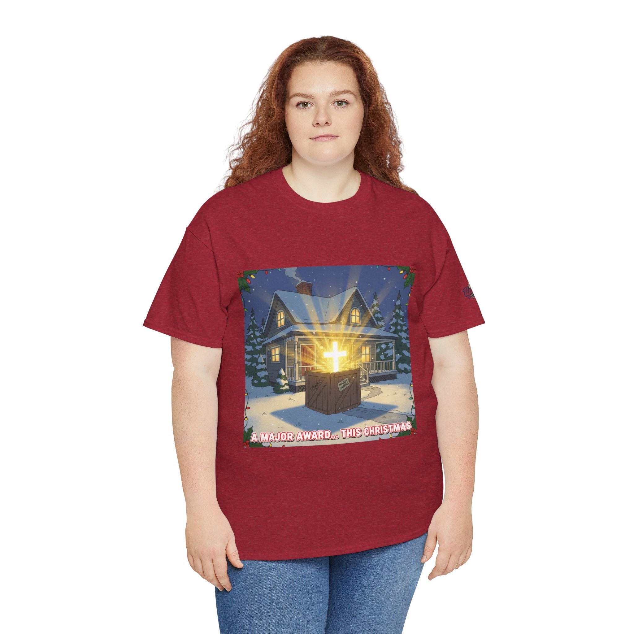 A Major Award This Christmas T-shirt – Fragile Leg Lamp Parody Cross Unboxing Christian T-shirt for Hilarious Faith & Holiday Glow Printify