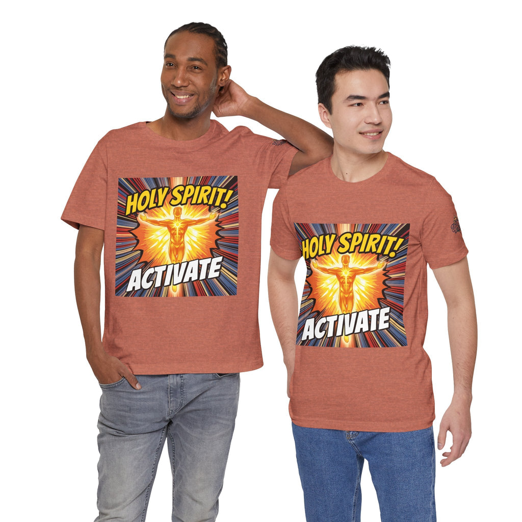 Holy Spirit Activate T-shirt – Superhero Christian T-shirt with Vibrant Power-Up Design for Faith-Fueled Boldness Printify