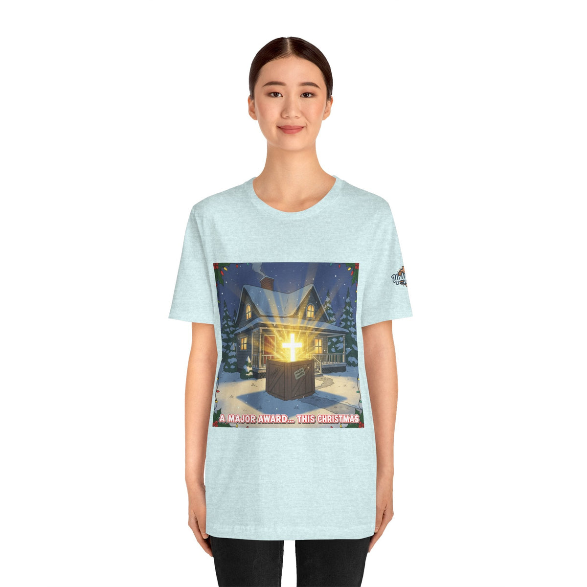 A Major Award This Christmas T-shirt – Fragile Leg Lamp Parody Cross Unboxing Christian T-shirt for Hilarious Faith & Holiday Glow Printify