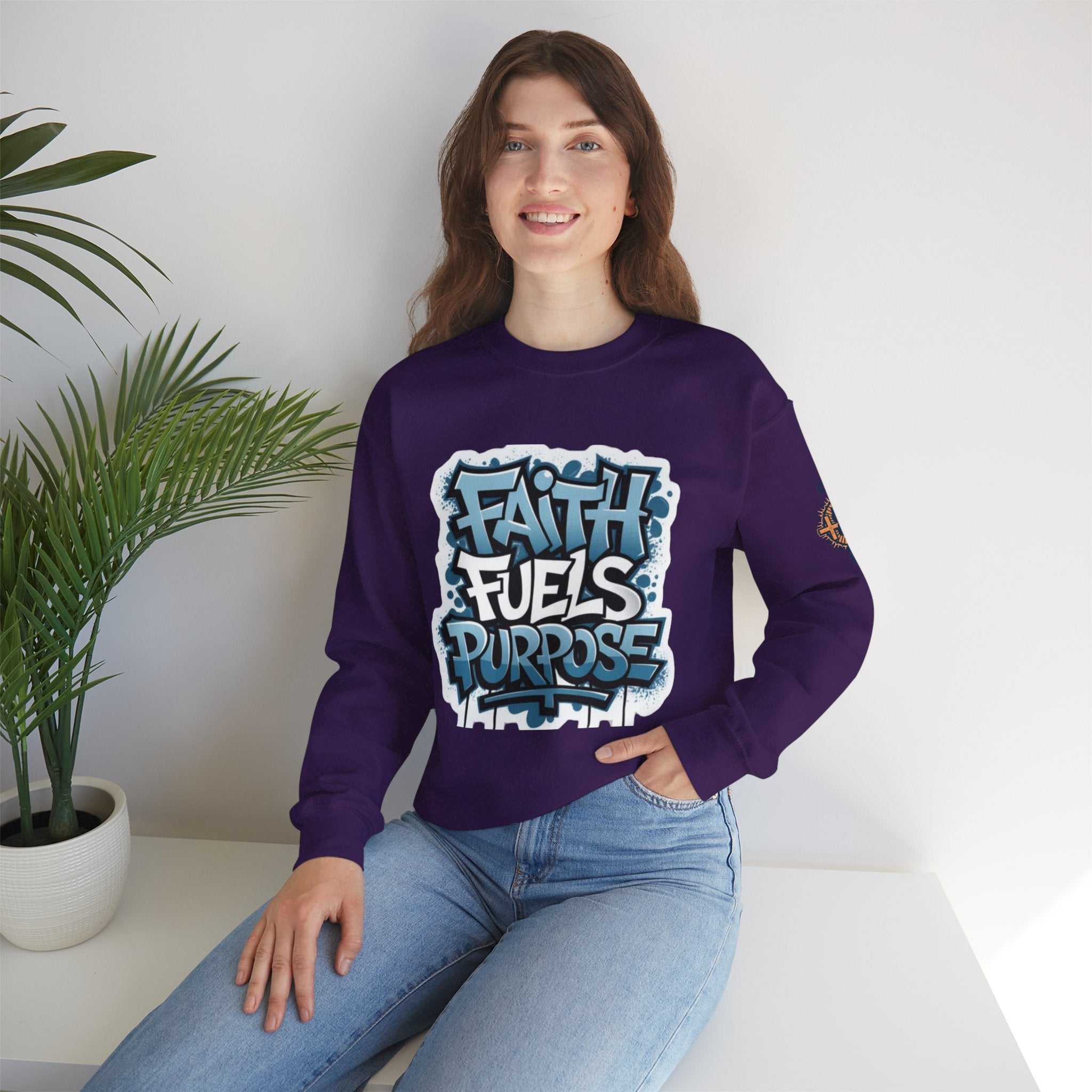 Faith Fuels Purpose Sweatshirt – Inspirational Christian Sweatshirt for Divine Drive & Unstoppable Belief Printify