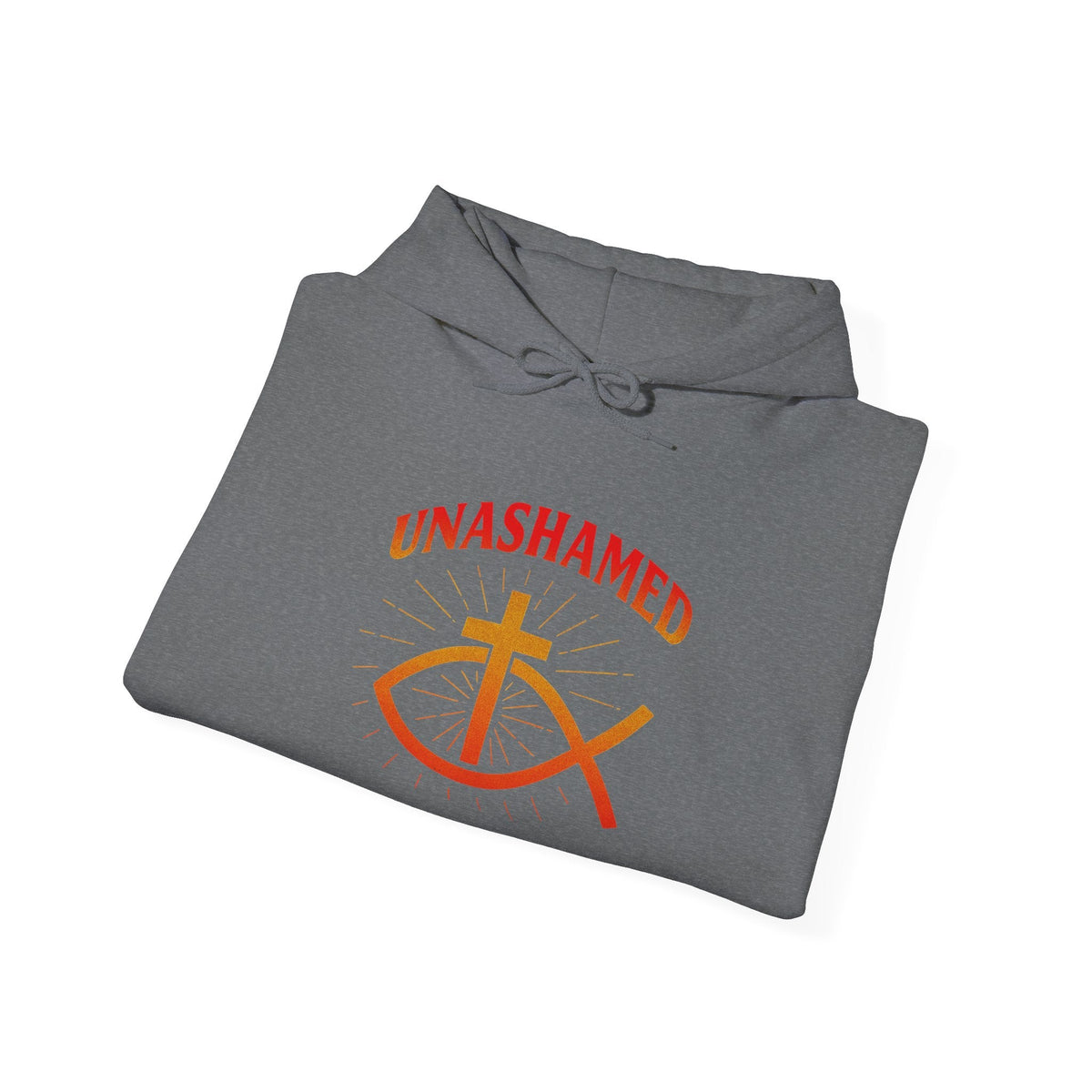 Unashamed Hoodie – Ichthys Jesus Fish & Cross Christian Sweatshirt for Romans 1:16 Bold Faith Printify