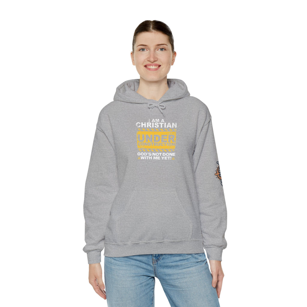 Christian Under Construction Hoodie | God Is Not Done With Me Yet Hoodie Printify