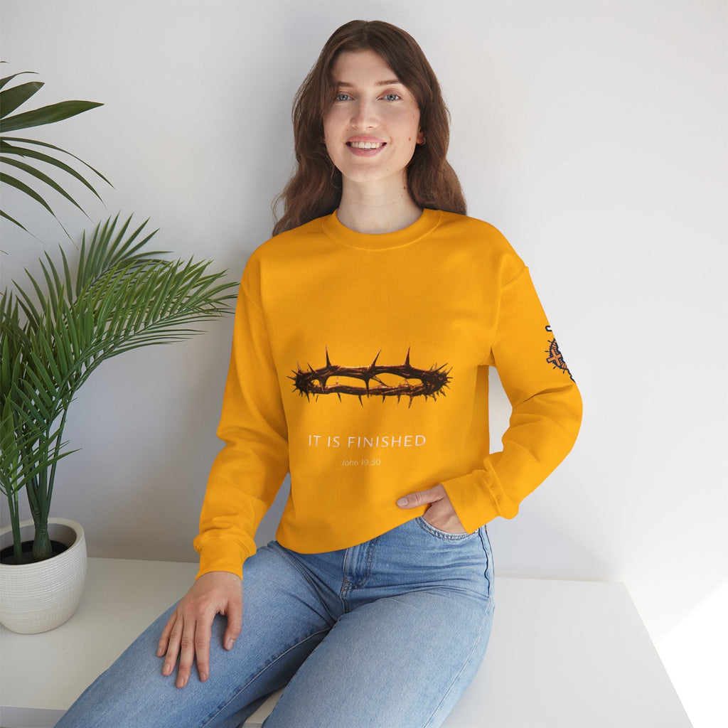 It Is Finished Crown of Thorns Sweatshirt — Christian John 19:30 Faith Sweatshirt Printify
