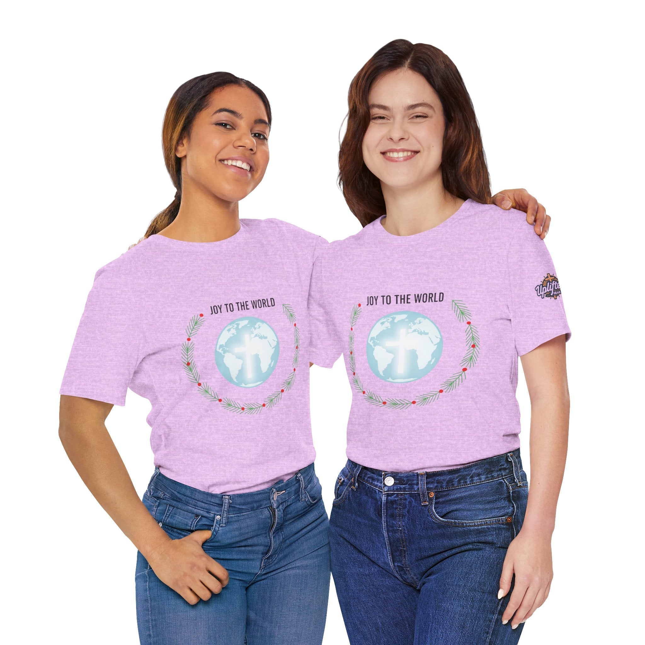 Joy to the World T-shirt – Wreath Earth Nativity Christian Christmas T-shirt for Isaiah 9:6 Holiday Faith & Festive Joy Printify