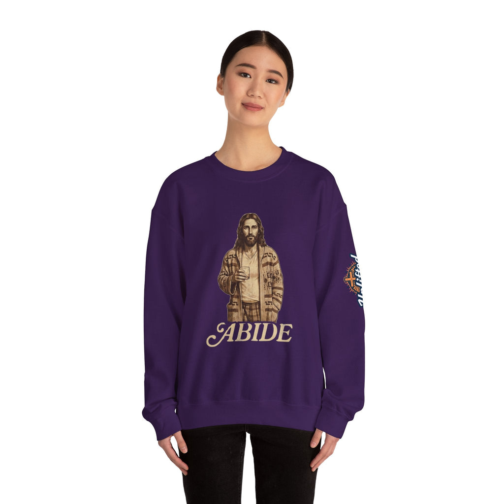 Abide Jesus Sweatshirt — Vintage 'The Dude' Religious Graphic Sweatshirt Printify