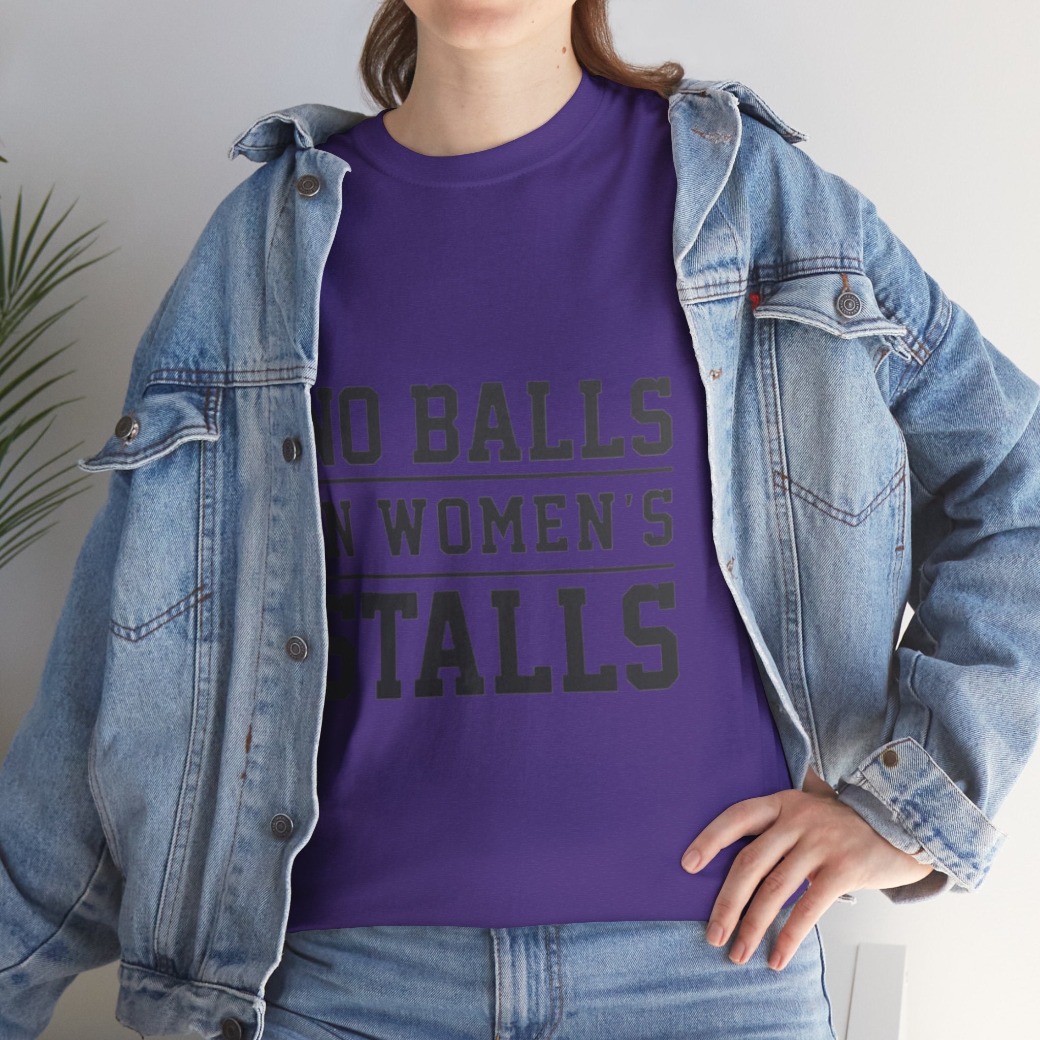 No Balls in Women's Stalls Retro Protest T-Shirt Printify