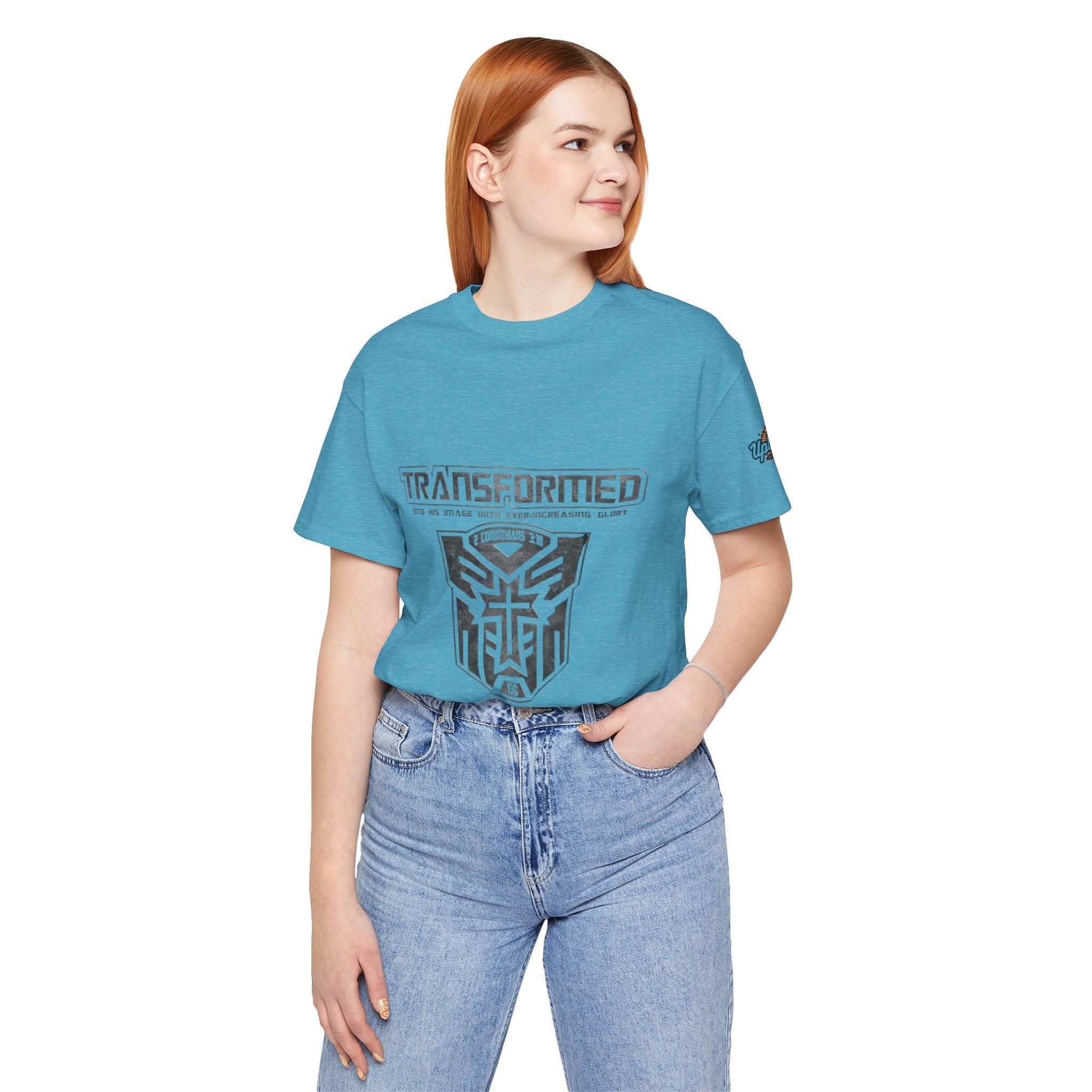 Transformer Logo Christian T-shirt | 2 Corinthians 3:18 Bible Verse T-shirt Printify