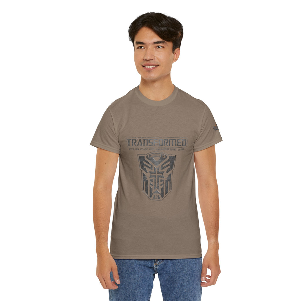 Transformer Logo Christian T-shirt | 2 Corinthians 3:18 Bible Verse T-shirt Printify