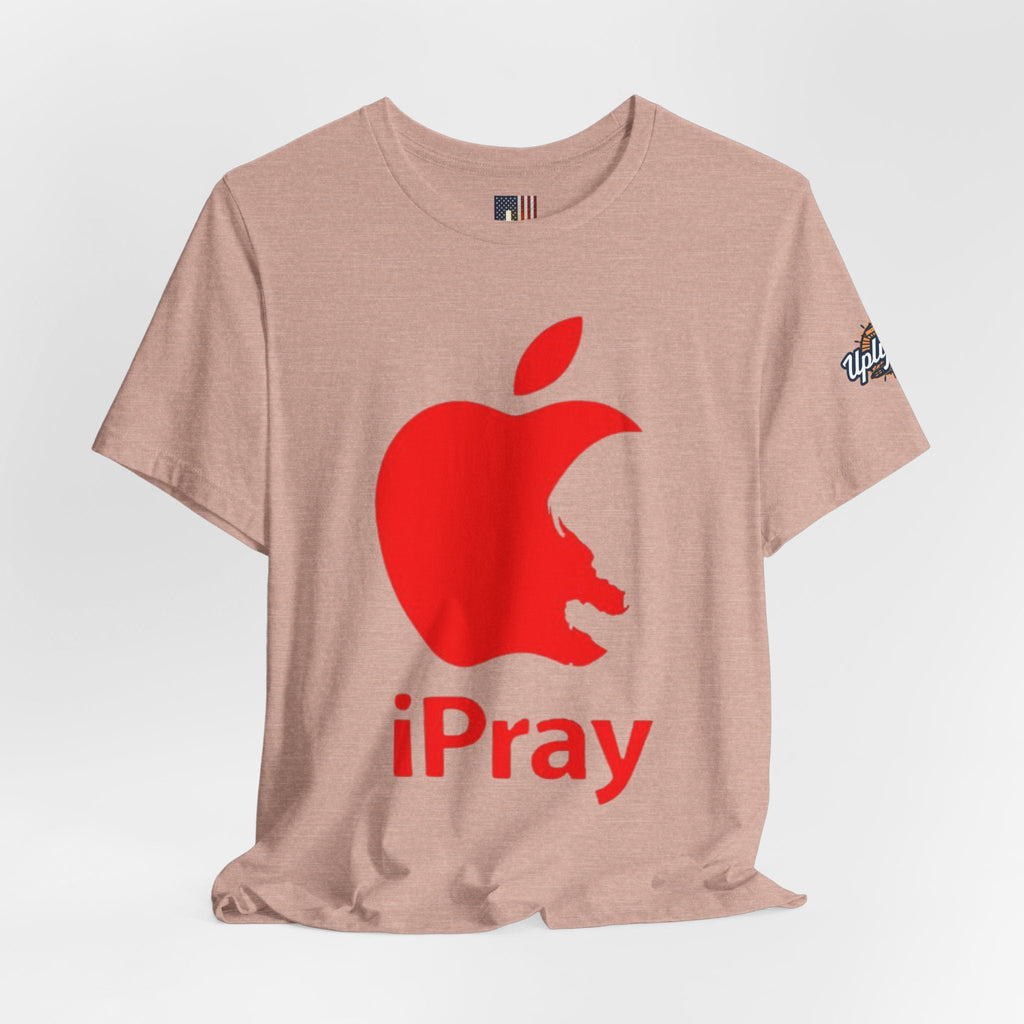 iPray Red Apple Christian T-Shirt — Faith Graphic Tee Printify