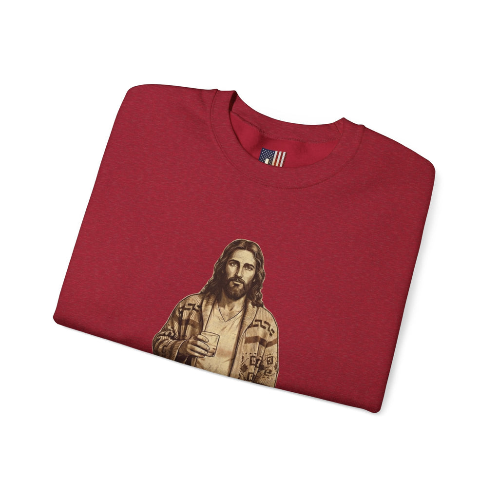 Abide Jesus Sweatshirt — Vintage 'The Dude' Religious Graphic Sweatshirt Printify