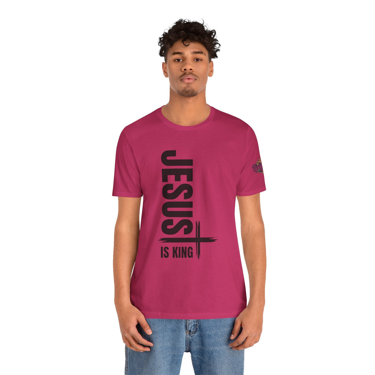 Jesus Is King T-shirt | Modern Typographic Cross Christian T-shirt Printify