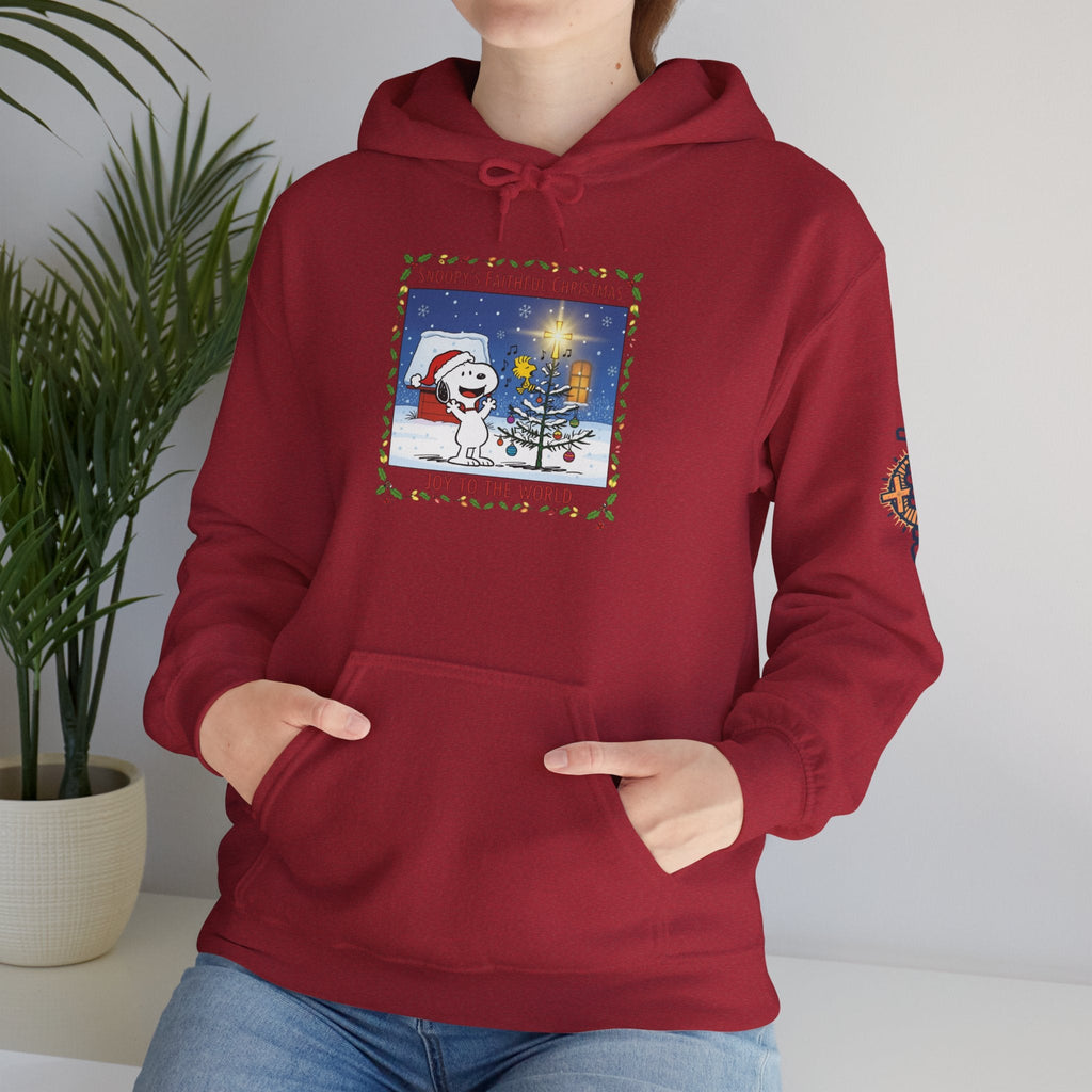 🎄 Faithful Christmas Friends – Christian Holiday Hoodie | Festive Tree & Cartoon Duo | Heartwarming Christmas Tee by Uplifted Gear Printify