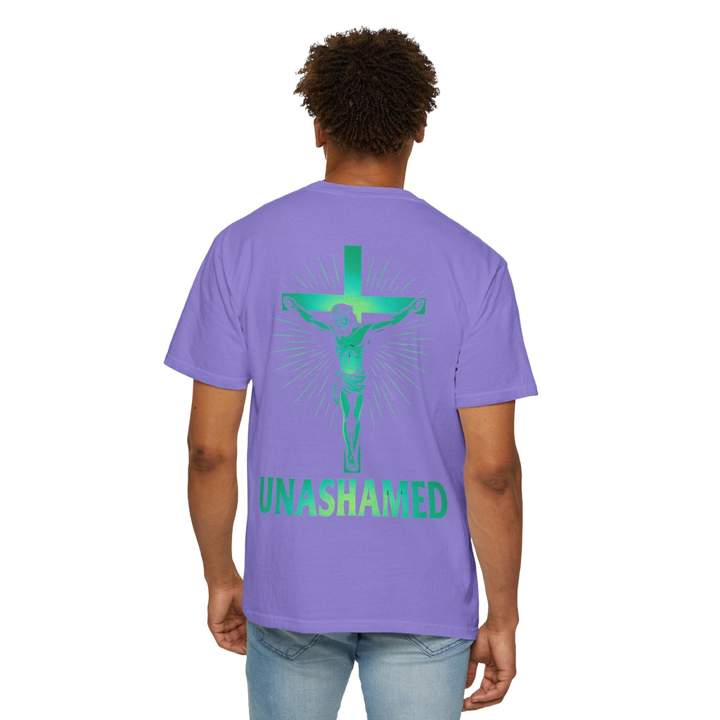Unashamed T-shirt – Romans 1:16 Crucifixion Christian t-shirt for Bold Unwavering Faith Printify