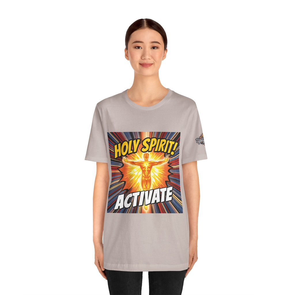 Holy Spirit Activate T-shirt – Superhero Christian T-shirt with Vibrant Power-Up Design for Faith-Fueled Boldness Printify