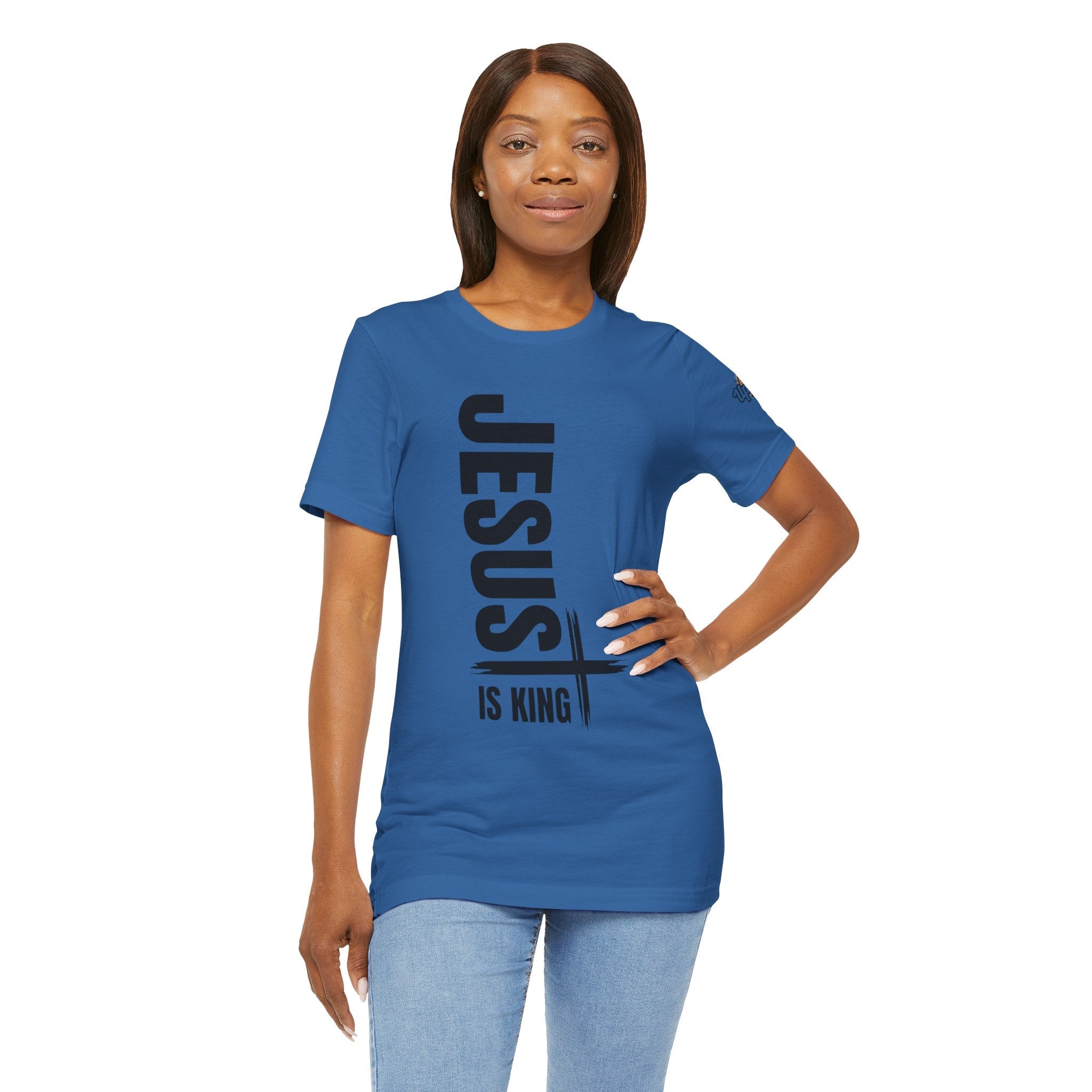 Jesus Is King T-shirt | Modern Typographic Cross Christian T-shirt Printify