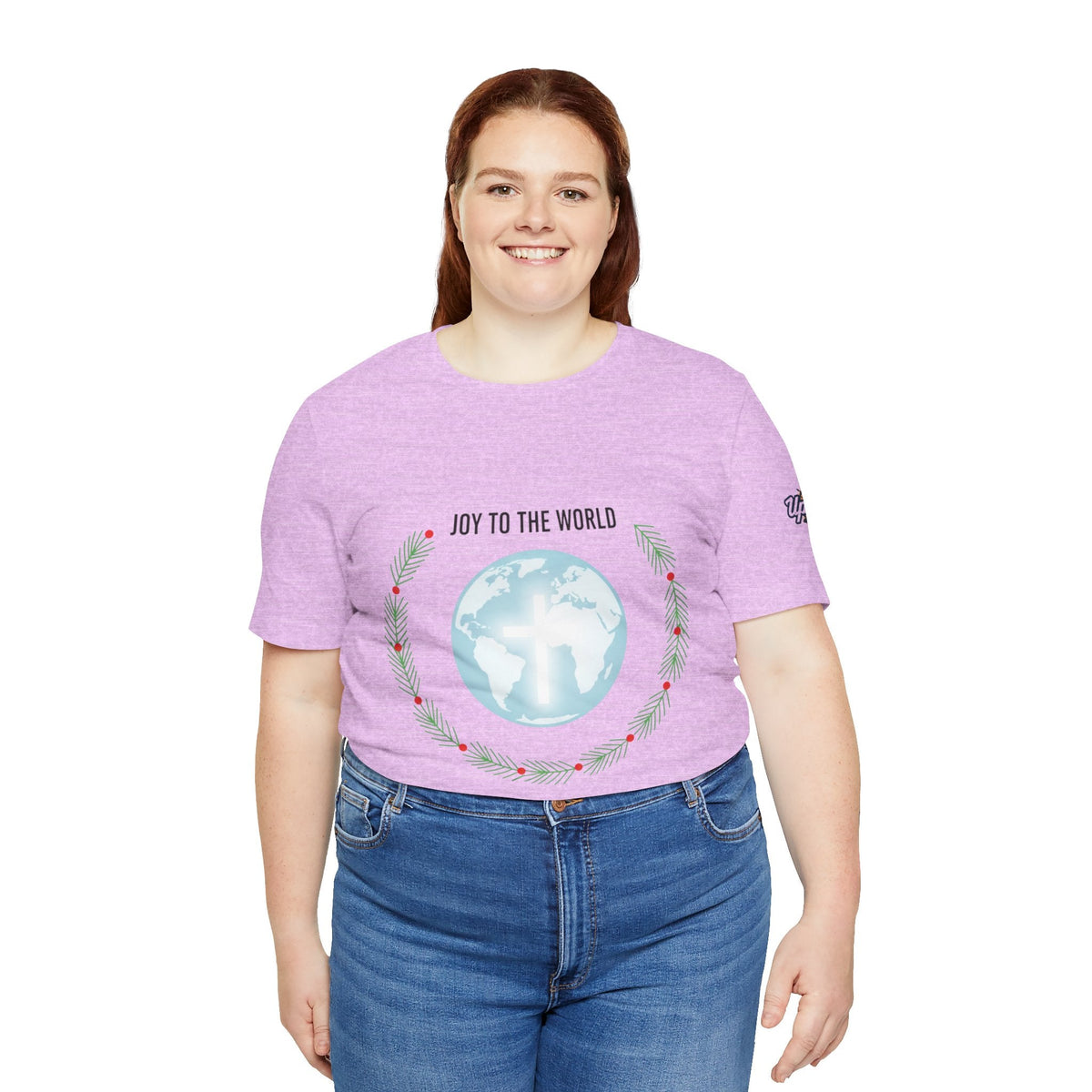 Joy to the World T-shirt – Wreath Earth Nativity Christian Christmas T-shirt for Isaiah 9:6 Holiday Faith & Festive Joy Printify