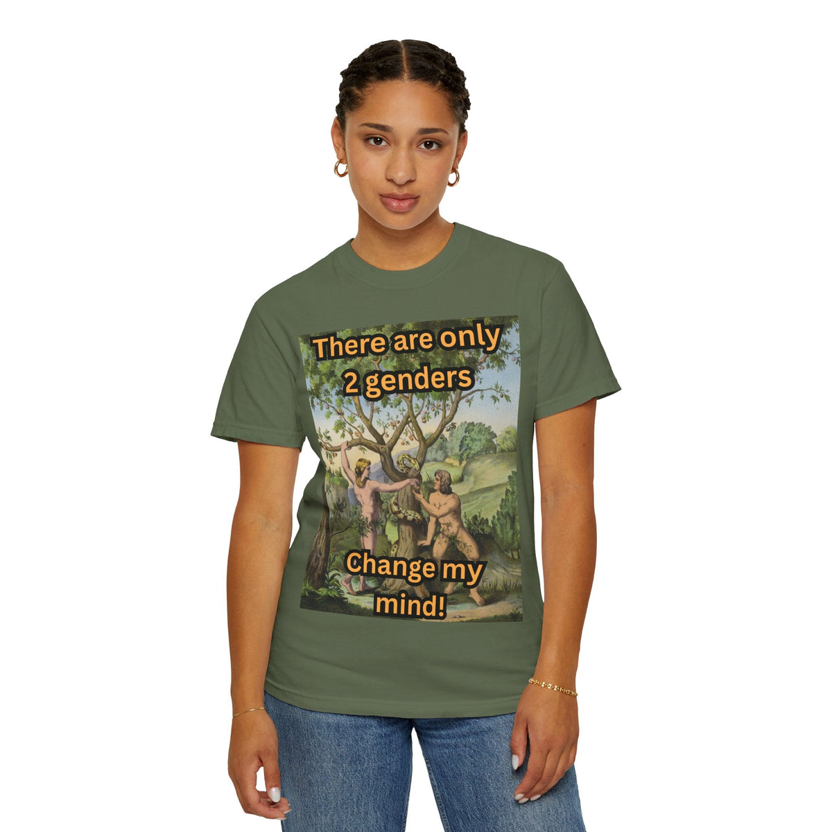 There Are Only 2 Genders T-Shirt – Adam & Eve Cross Christian Tee for Bold Faith Printify