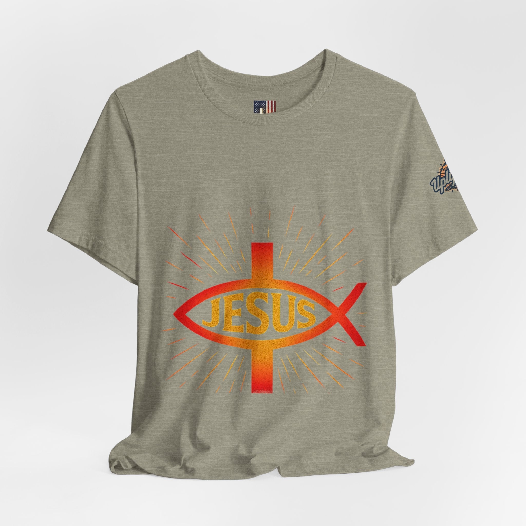 Jesus Ichthys T-shirt – Christian Fish Symbol with Cross & Jesus Inscription T-shirt for Eternal Faith & Streetwear Printify