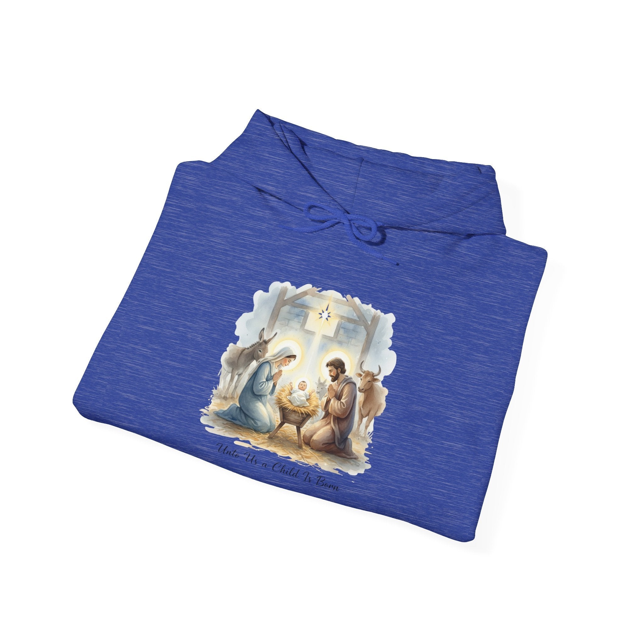 Unto Us a Child is Born Hoodie – Isaiah 9:6 Nativity Manger Scene Christian Christmas Sweatshirt for Holy Night Faith Printify