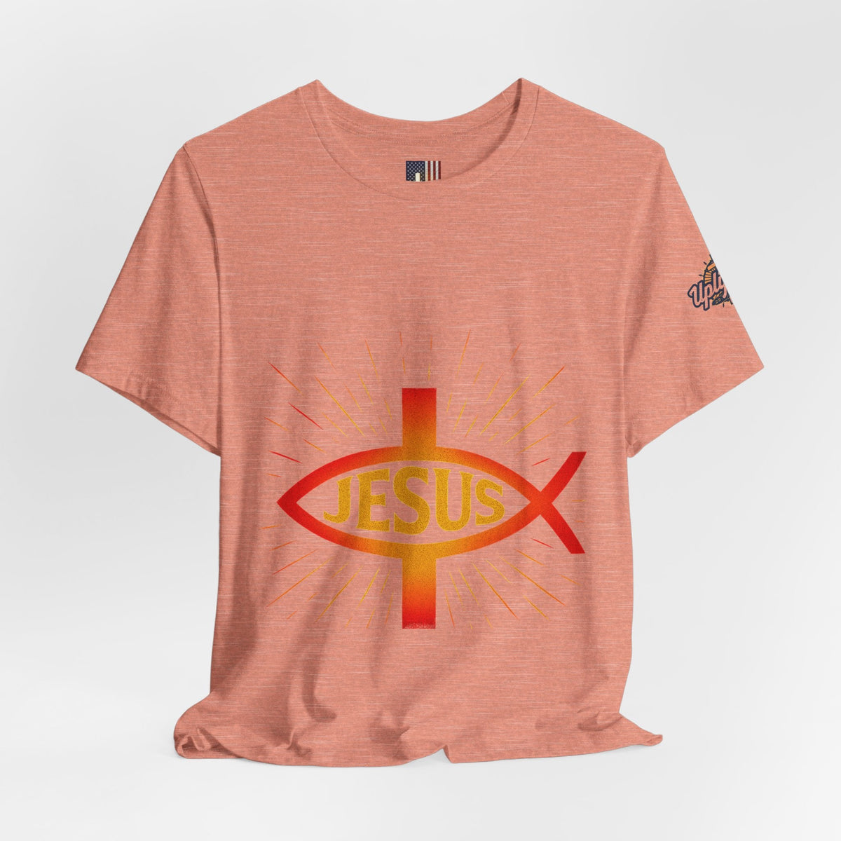 Jesus Ichthys T-shirt – Christian Fish Symbol with Cross & Jesus Inscription T-shirt for Eternal Faith & Streetwear Printify