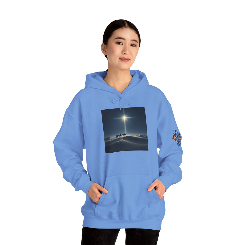 3 Wise Men Hoodie – Magi Camels Nativity Journey Christian Christmas Sweatshirt for Epiphany Faith & Holy Night Printify