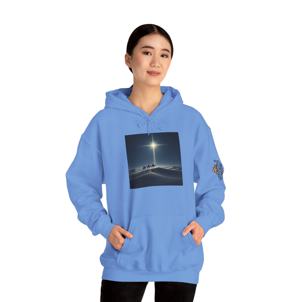 3 Wise Men Hoodie – Magi Camels Nativity Journey Christian Christmas Sweatshirt for Epiphany Faith & Holy Night Printify