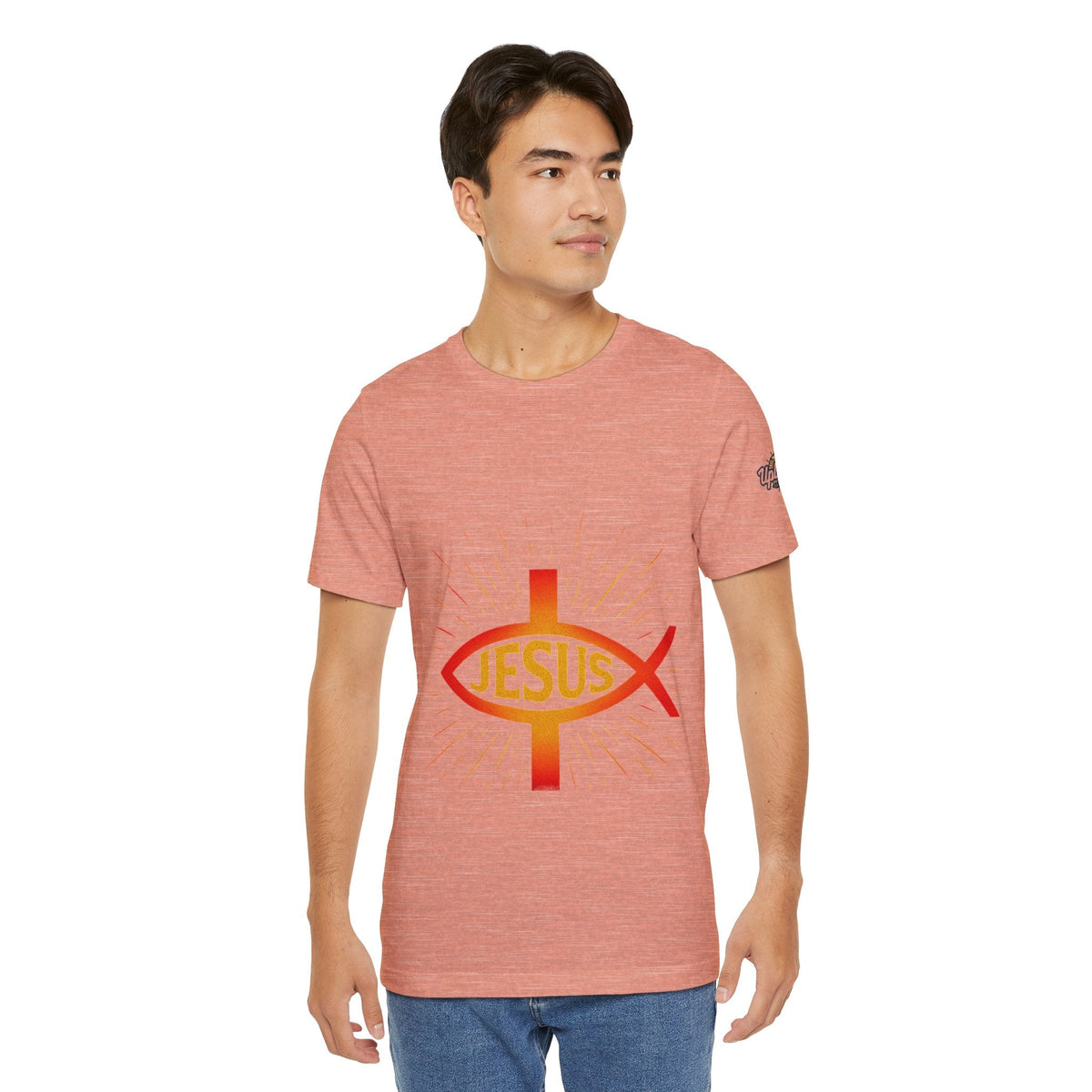 Jesus Ichthys T-shirt – Christian Fish Symbol with Cross & Jesus Inscription T-shirt for Eternal Faith & Streetwear Printify