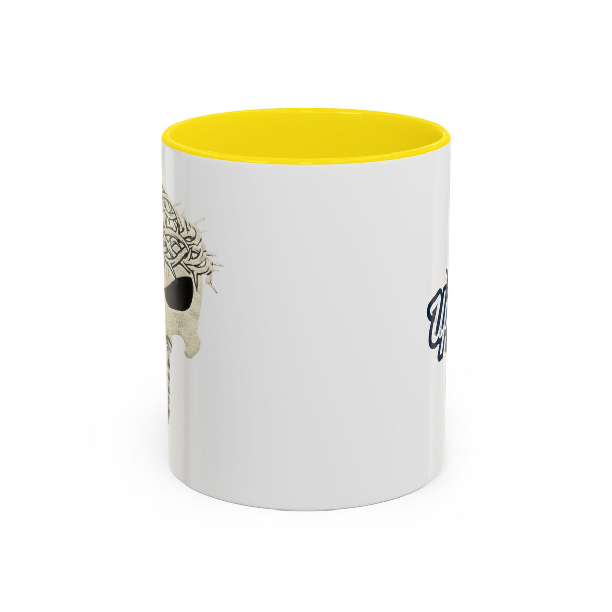 Christian Skull Coffee Mug — Crown of Thorns “Warrior Faith” (11/15 oz) Printify