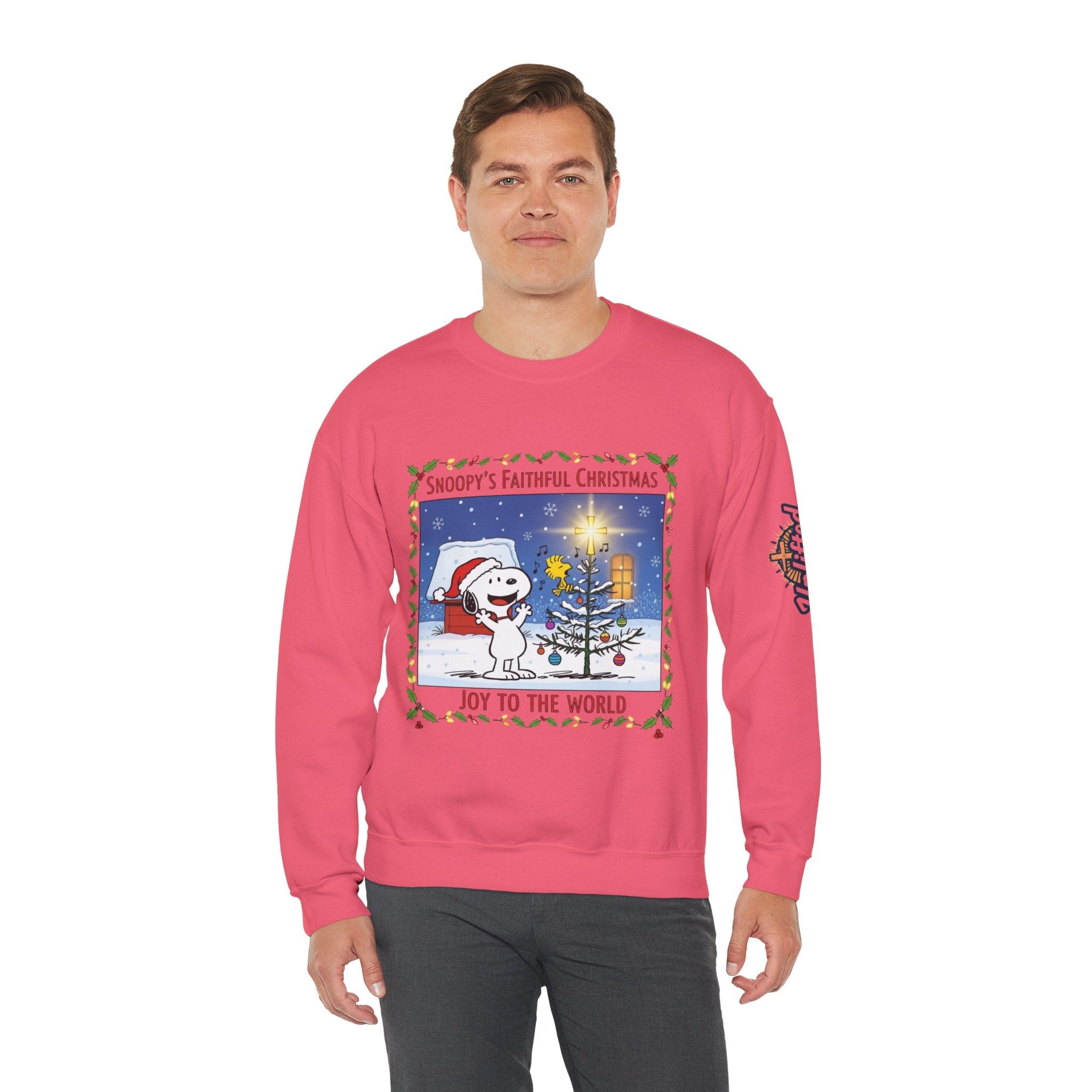 🎄 Faithful Christmas Friends – Christian Holiday Sweatshirt | Festive Tree & Cartoon Duo | Heartwarming Christmas Tee by Uplifted Gear Printify