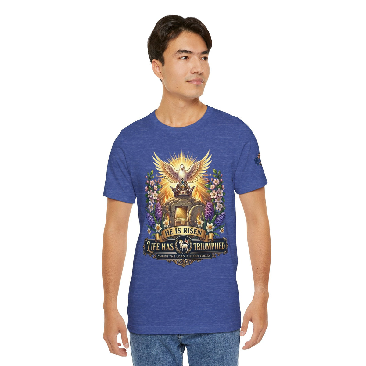 He Is Risen "Life Has Triumphed" T-Shirt — Easter Resurrection Christian Tee Printify
