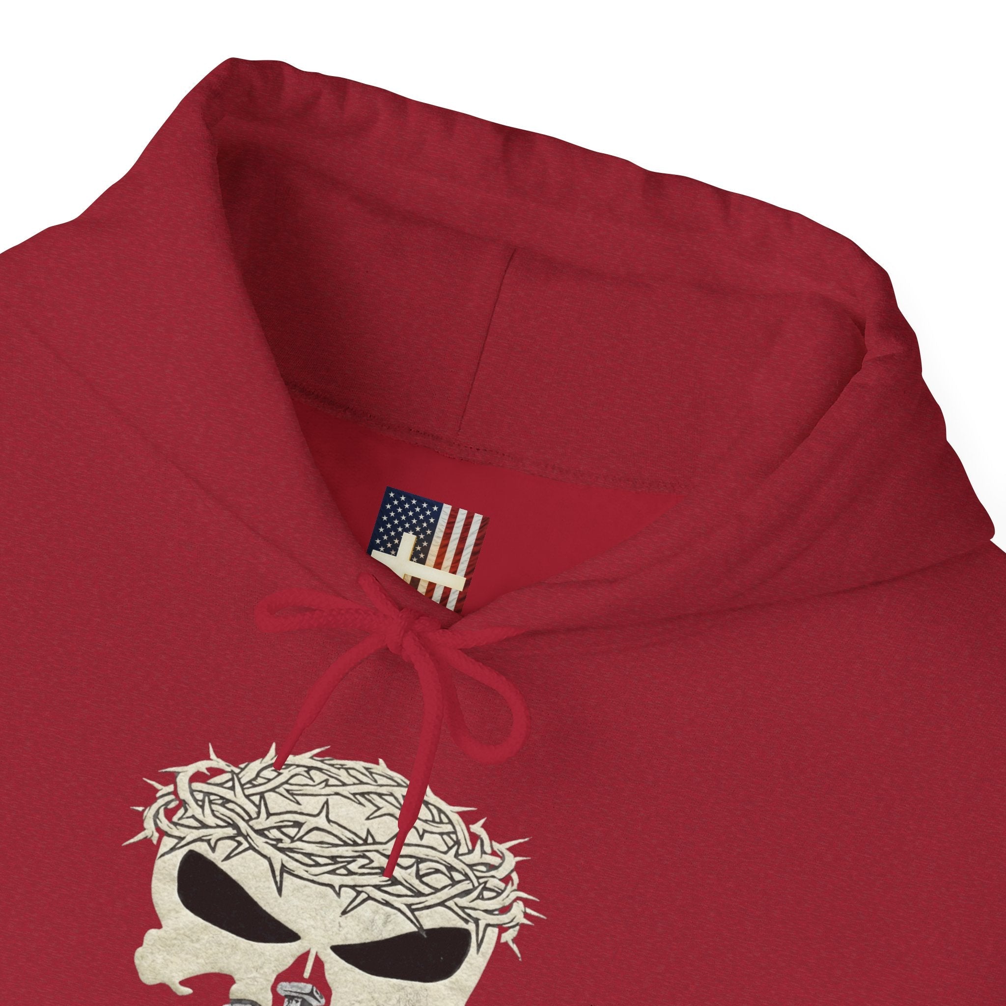 Christian Skull Hoodie - Crown of Thorns & Nails - Warrior Faith Hoodie Printify