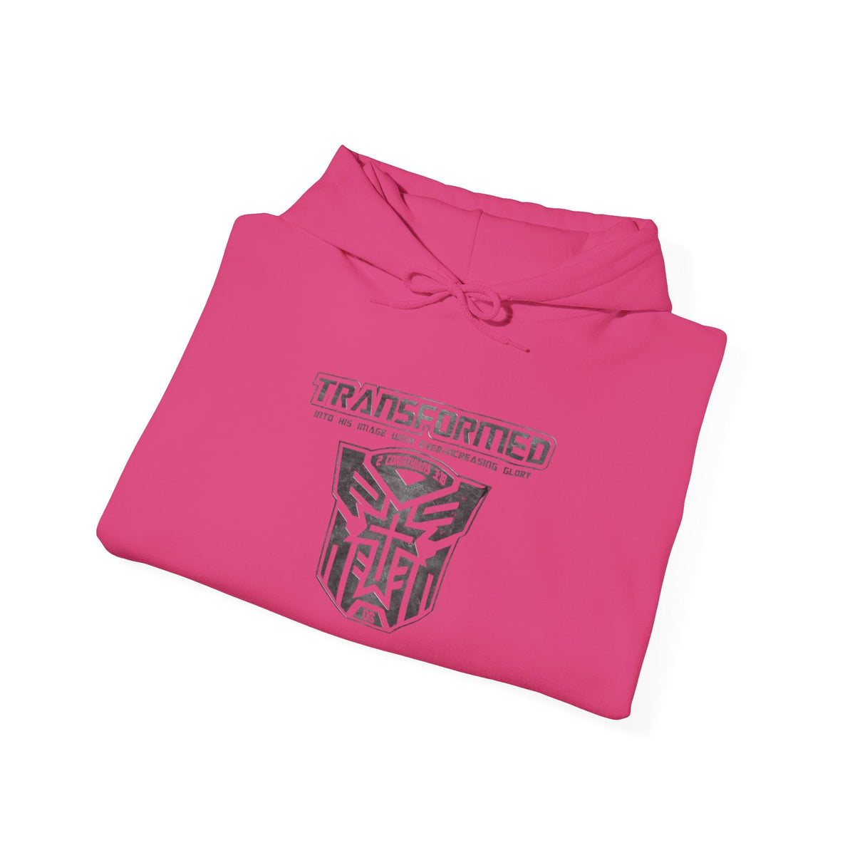 Transformer Logo Christian Hoodie | 2 Corinthians 3:18 Bible Verse Hoodie Printify