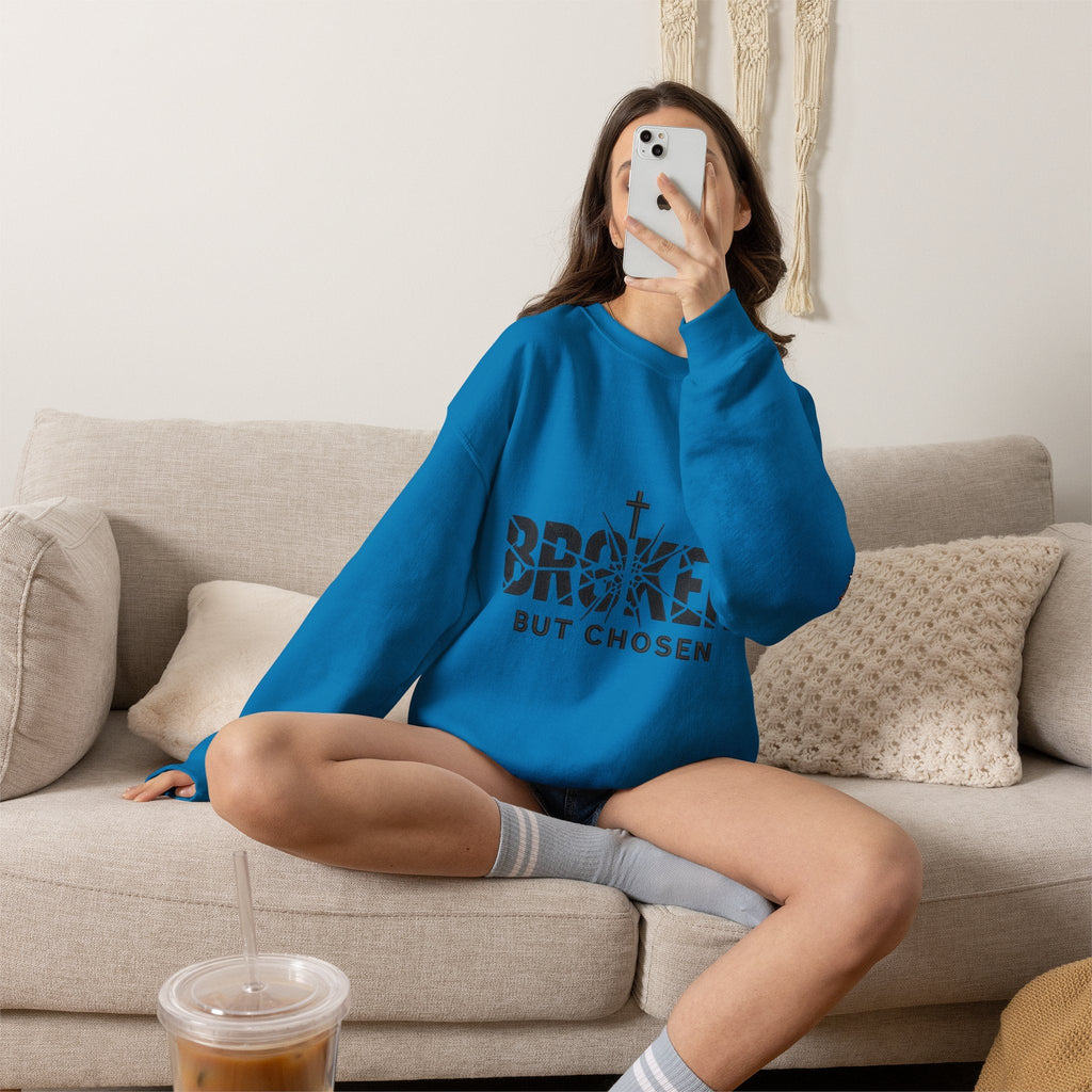 Broken But Chosen Crewneck Sweatshirt Printify