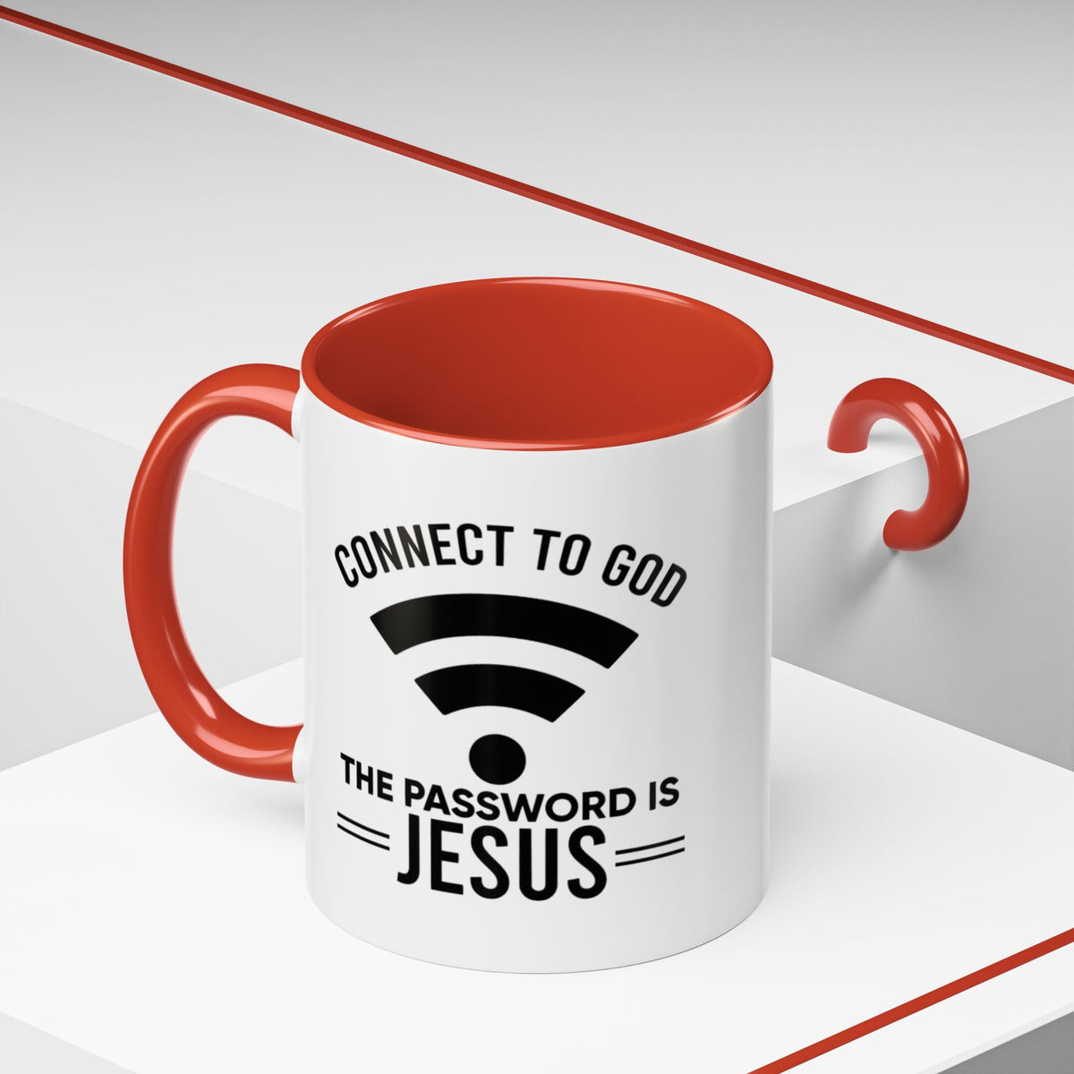 Connect to God Coffee Mug — "WIFI Password is Jesus" Funny Christian Faith Mug Printify