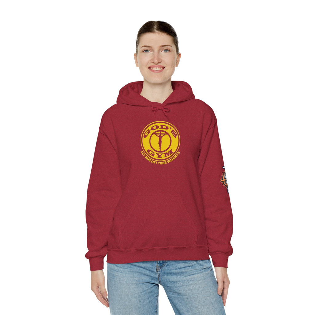 God's Gym Hoodie — "Let Him Lift Your Weights" Christian Fitness Hoodie Printify