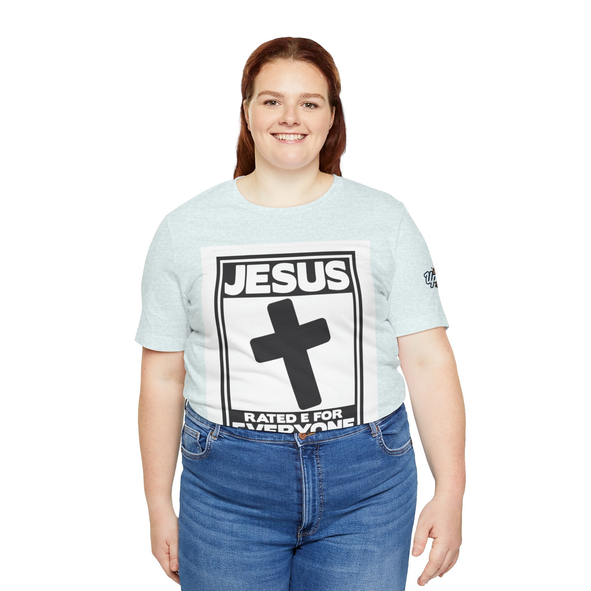 Jesus, Rated E for Everyone T-shirt - Gamer Faith T-shirt - Christian Video Game Parody Printify