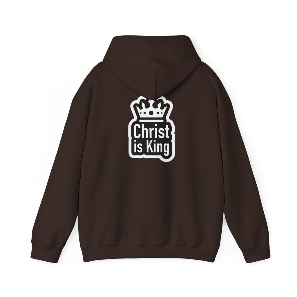 Christ is King Hoodie – Bold Crown & Cross Christian Sweatshirt for Unshakable Faith Printify