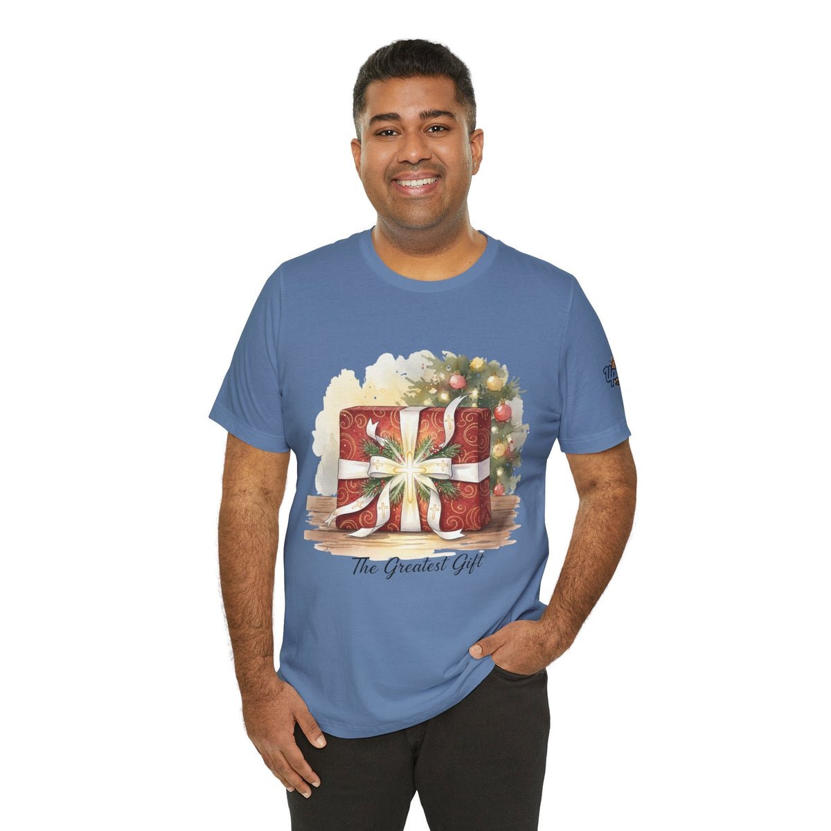 The Greatest Gift T-shirt – Cross Bow Present Christian T-shirt for Christmas Salvation & Eternal Faith Printify