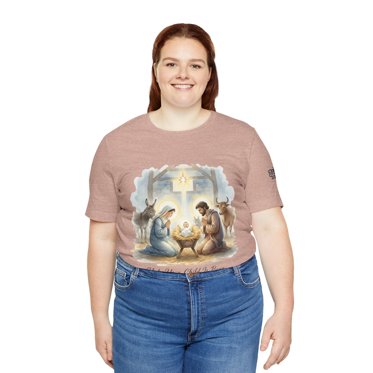 Unto Us a Child is Born T-shirt – Isaiah 9:6 Nativity Manger Scene Christian Christmas T-shirt for Holy Night Faith Printify