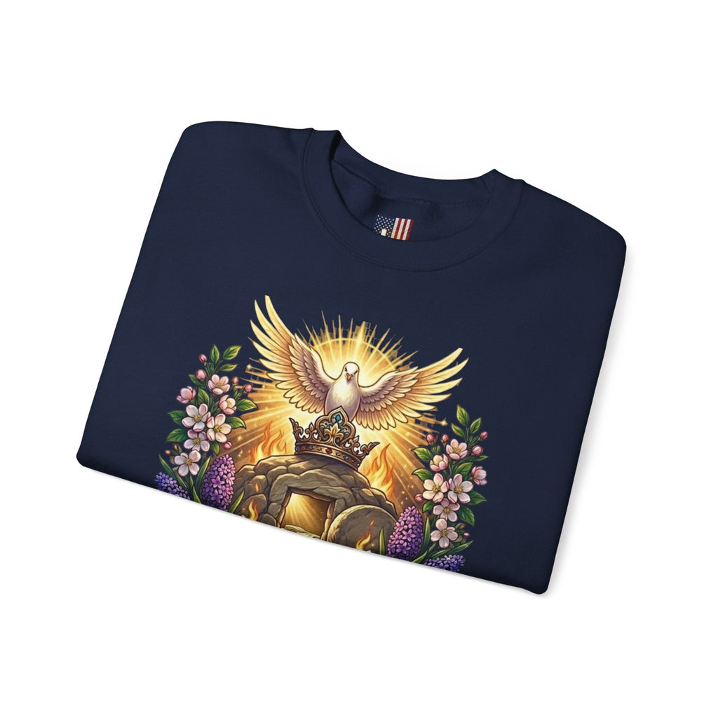 He Is Risen "Life Has Triumphed" Sweatshirt — Easter Resurrection Christian Sweatshirt Printify