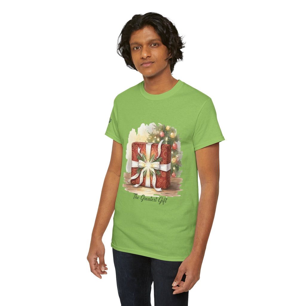 The Greatest Gift T-shirt – Cross Bow Present Christian T-shirt for Christmas Salvation & Eternal Faith Printify