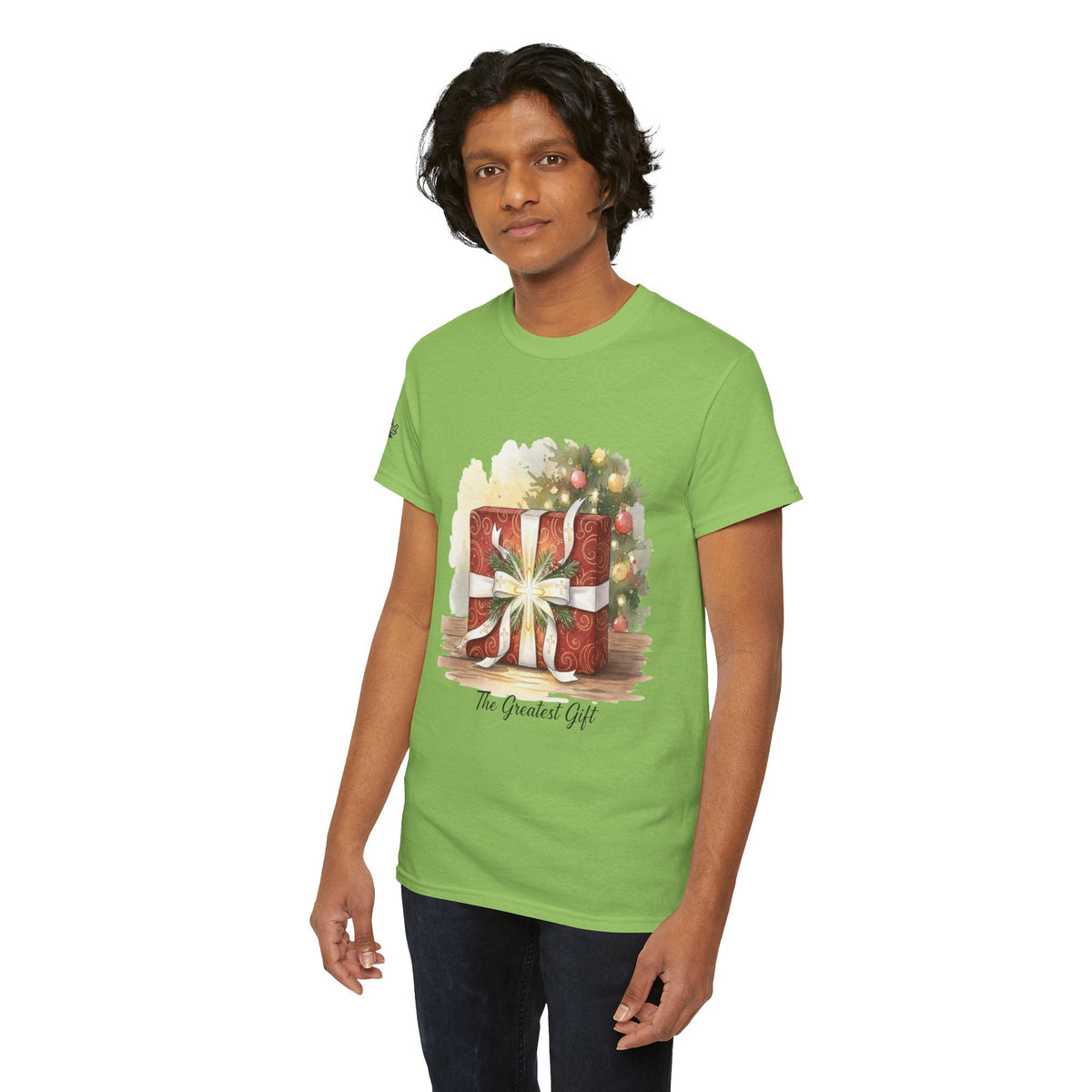 The Greatest Gift T-shirt – Cross Bow Present Christian T-shirt for Christmas Salvation & Eternal Faith Printify