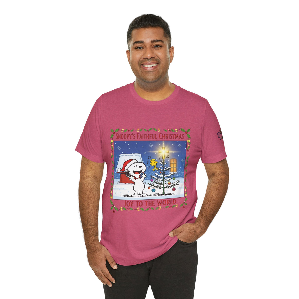 🎄 Faithful Christmas Friends – Christian Holiday T-Shirt | Festive Tree & Cartoon Duo | Heartwarming Christmas Tee by Uplifted Gear Printify