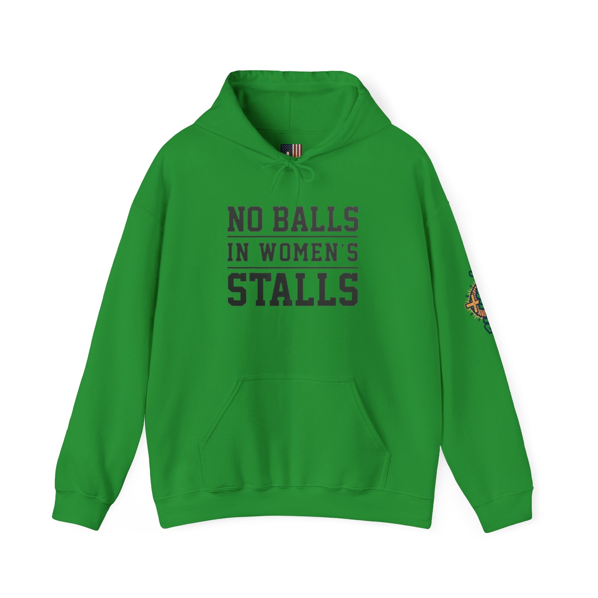 "No Balls in Women's Stalls" Statement Hoodie — Protest Sweatshirt Printify