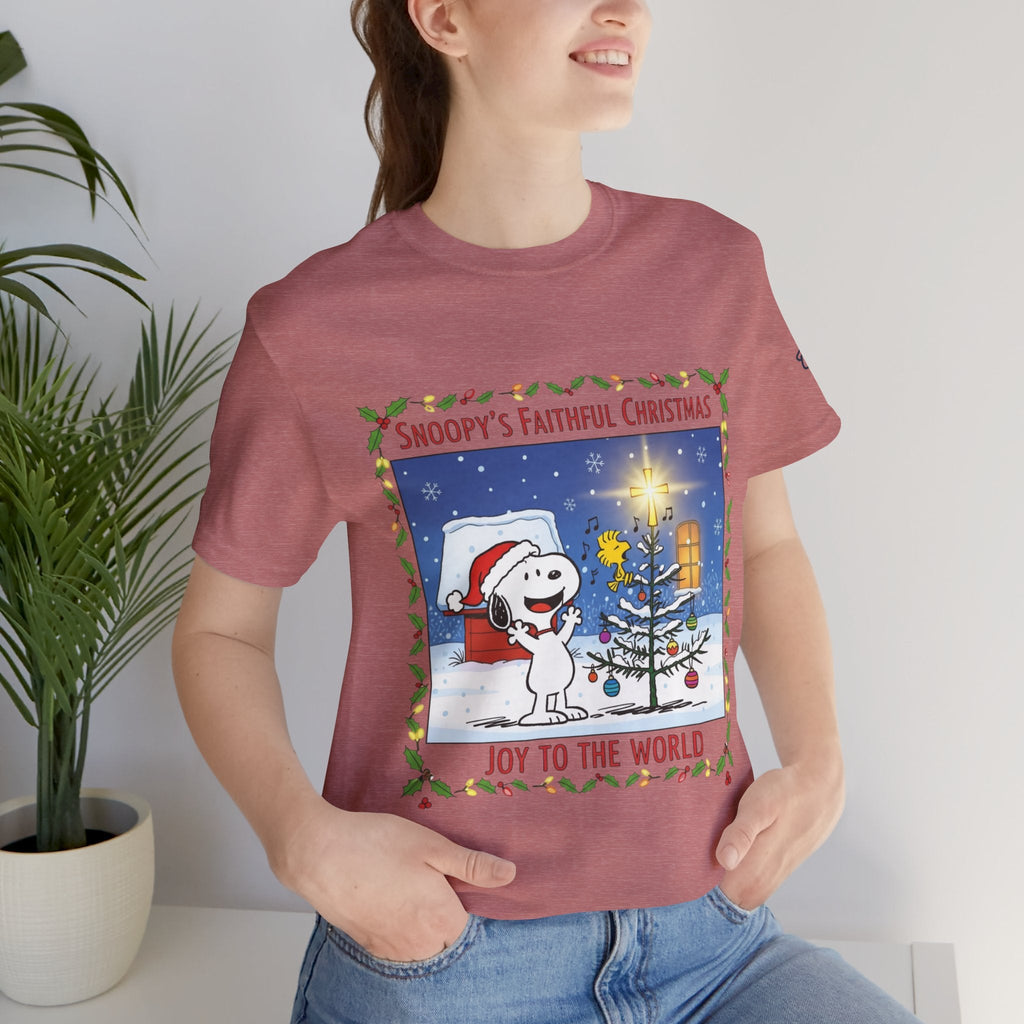 🎄 Faithful Christmas Friends – Christian Holiday T-Shirt | Festive Tree & Cartoon Duo | Heartwarming Christmas Tee by Uplifted Gear Printify