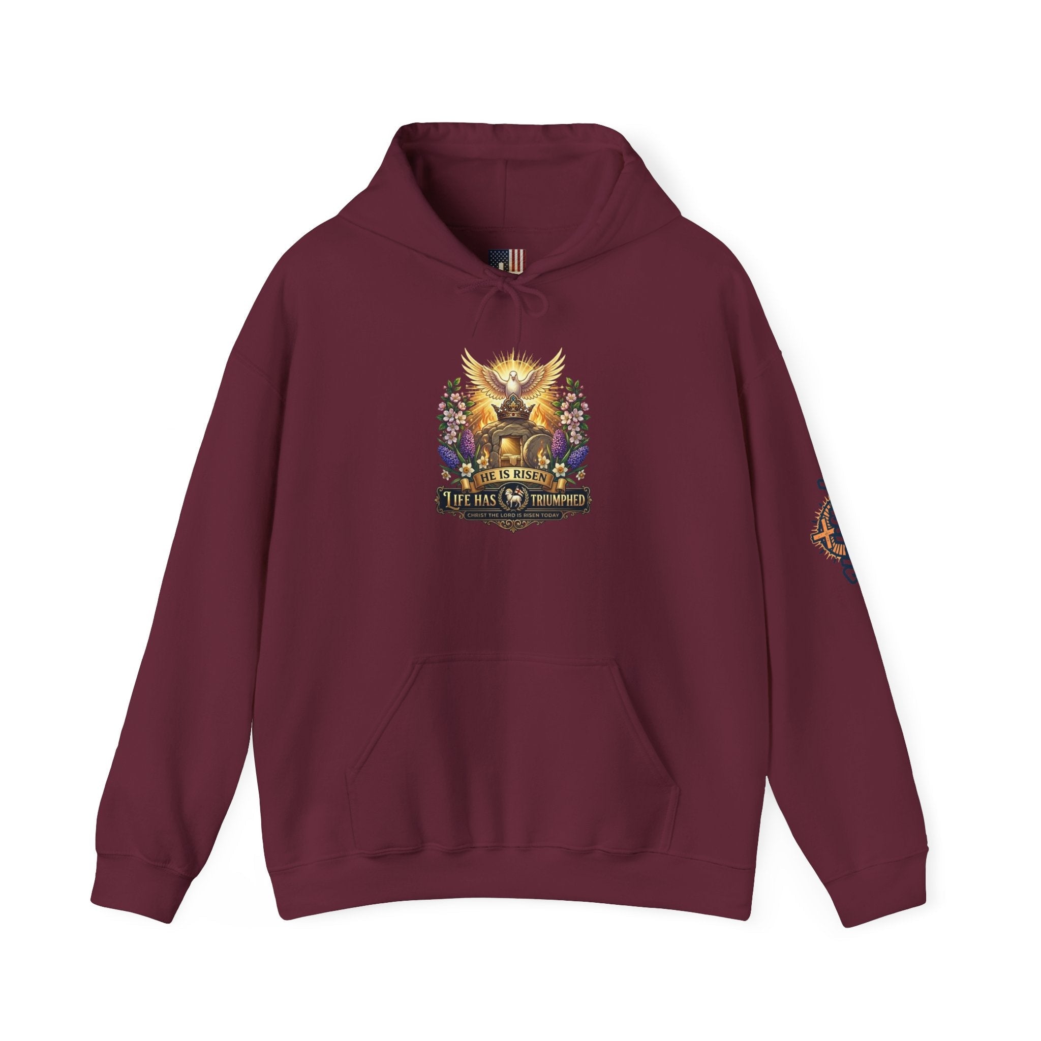 He Is Risen "Life Has Triumphed" Hoodie — Easter Resurrection Christian Hoodie Printify
