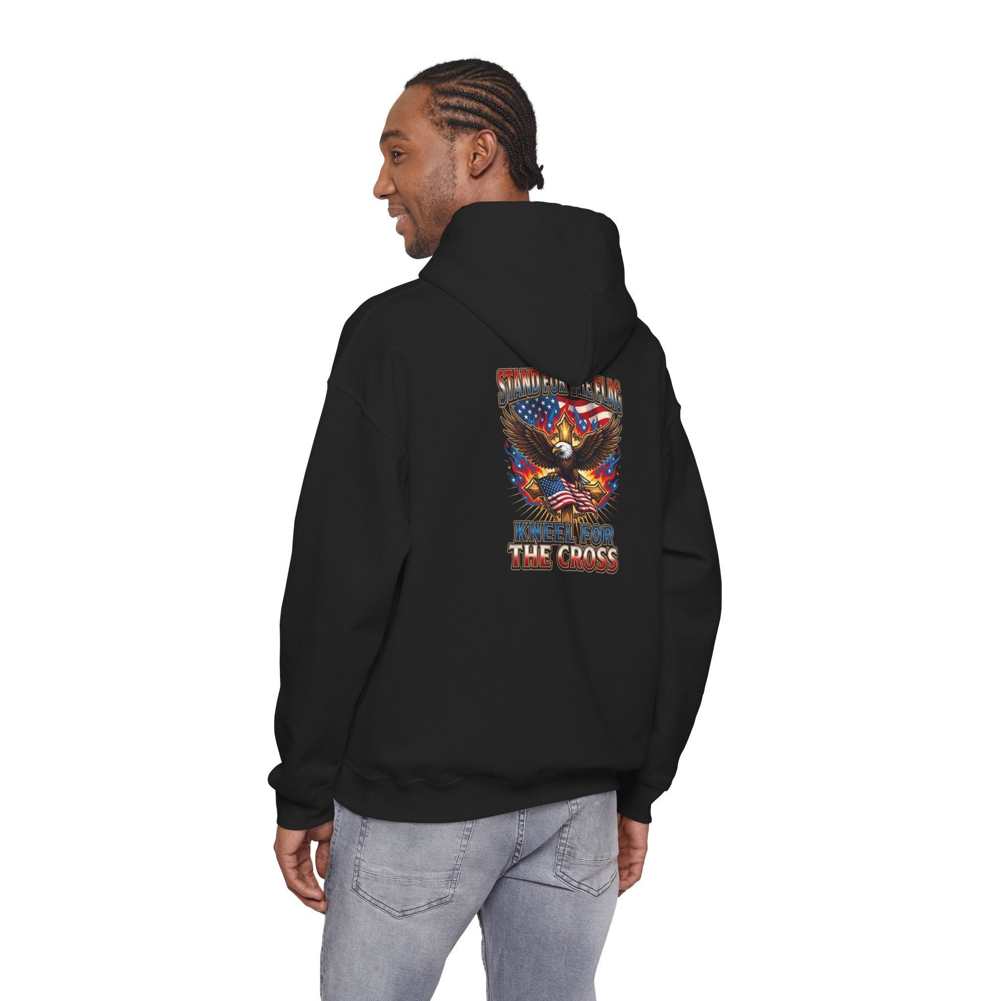 Stand for the Flag Kneel for the Cross Hoodie | Patriotic Eagle Hoodie Printify